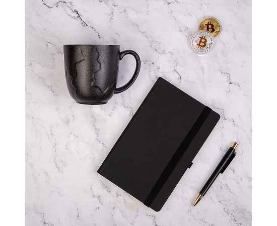 Набор подарочный BLACKNGOLD: кружка, ручка, бизнес-блокнот, коробка со стружкой, Цвет: Чёрный