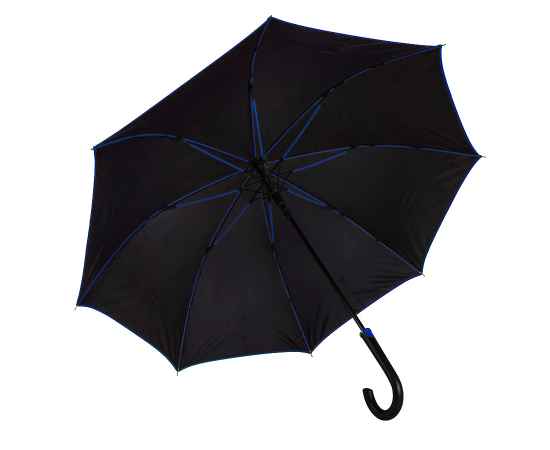 Зонт-трость 'Back to black', полуавтомат, 100% полиэстер, черный с синим, Цвет: черный, синий