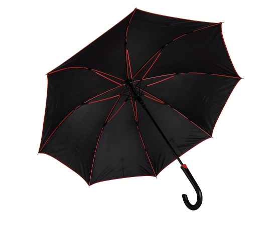 Зонт-трость 'Back to black', полуавтомат, 100% полиэстер, черный с красным, Цвет: черный, красный