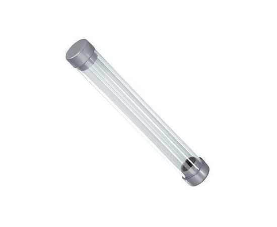 Футляр-тубус для одной ручки, прозрачный/серый, пластик, 15х2 см, Цвет: серый