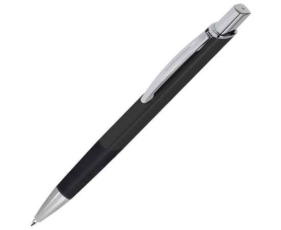 SQUARE, ручка шариковая с грипом, черный/хром, металл, Цвет: черный, серебристый