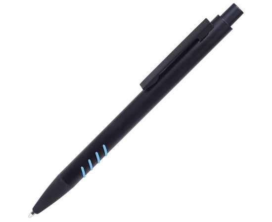 TATTOO, ручка шариковая, черный с голубыми вставками grip, металл, Цвет: тёмно-серый, голубой