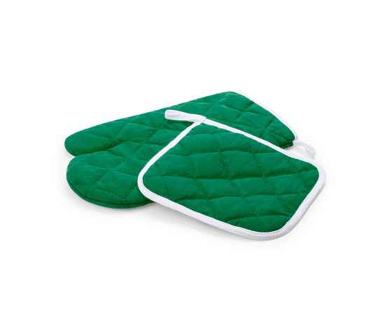 Набор: прихватка и рукавица LESTON, зеленый, полиэстер, хлопок, Цвет: зеленый