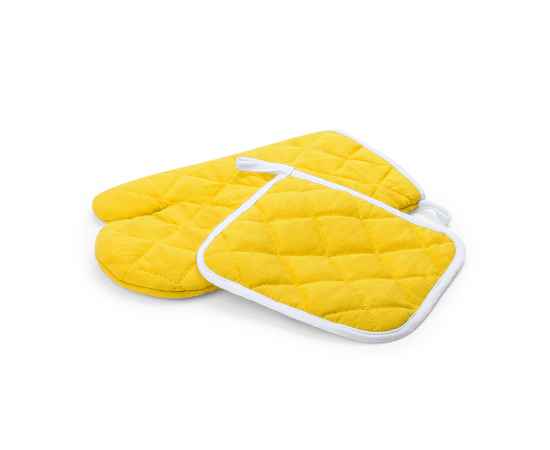 Набор: прихватка и рукавица LESTON, желтый, полиэстер, хлопок, Цвет: желтый