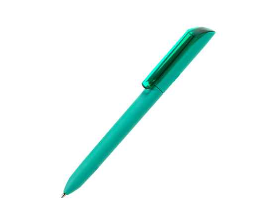 Ручка шариковая FLOW PURE, корпус цвета морской волны/прозрачный клип, покрытие soft touch, пластик, Цвет: морская волна