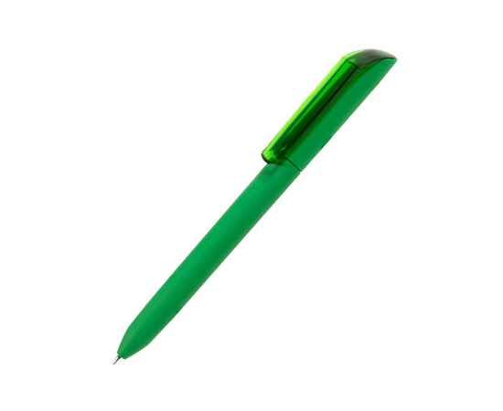 Ручка шариковая FLOW PURE, зеленый корпус/прозрачный клип, покрытие soft touch, пластик, Цвет: зеленый