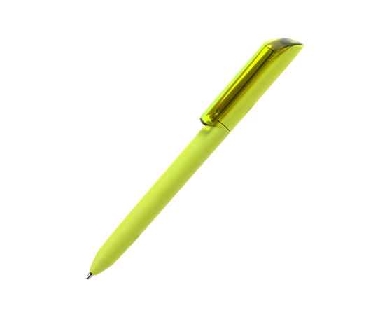 Ручка шариковая FLOW PURE, зеленое яблоко корпус/прозрачный клип, покрытие soft touch, пластик, Цвет: зеленое яблоко
