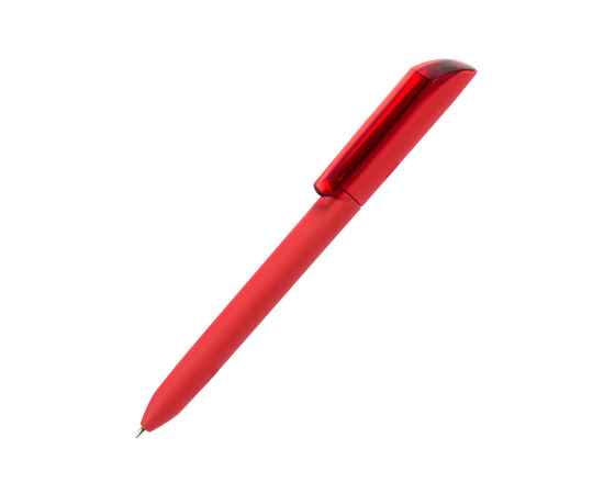 Ручка шариковая FLOW PURE, красный корпус/прозрачный клип, покрытие soft touch, пластик, Цвет: красный