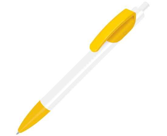 TRIS, ручка шариковая, белый корпус/ярко-желтый, пластик, Цвет: белый, ярко-желтый