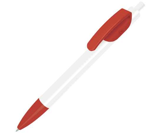 TRIS, ручка шариковая, белый корпус/красный, пластик, Цвет: белый, красный