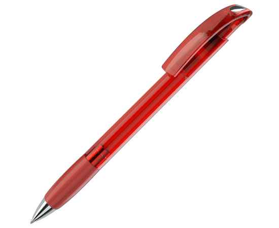 NOVE LX, ручка шариковая с грипом, прозрачный красный/хром, пластик, Цвет: красный, серебристый
