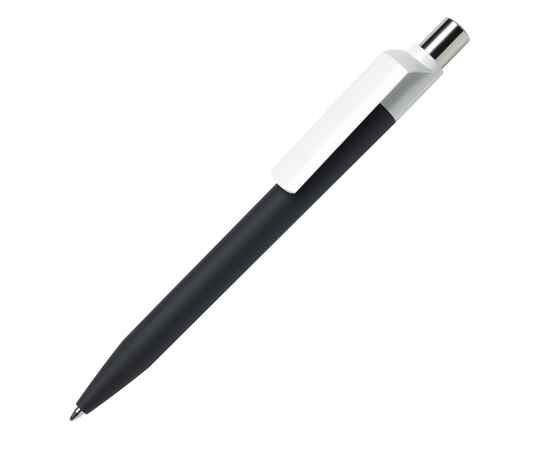 Ручка шариковая DOT, черный корпус/белый клип, soft touch покрытие, пластик, Цвет: Чёрный