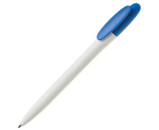 Ручка шариковая BAY, белый корпус/лазурный клип, непрозрачный пластик, Цвет: лазурный