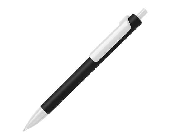 Ручка шариковая FORTE SOFT BLACK, черный/белый, пластик, покрытие soft touch, Цвет: черный, белый