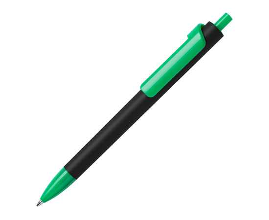 Ручка шариковая FORTE SOFT BLACK, черный/зеленый, пластик, покрытие soft touch, Цвет: черный, зеленый