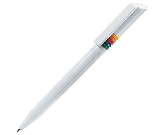 GRIFFE ARCOBALENO, ручка шариковая, белый, разноцветные колечки, пластик, Цвет: белый