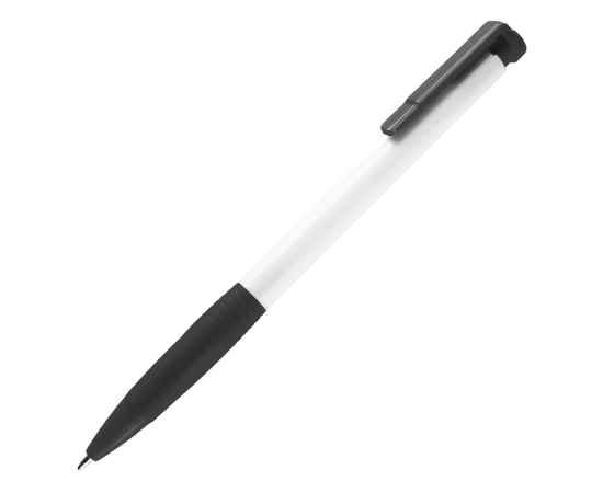 N13, ручка шариковая с грипом, пластик, белый, черный, Цвет: белый, черный