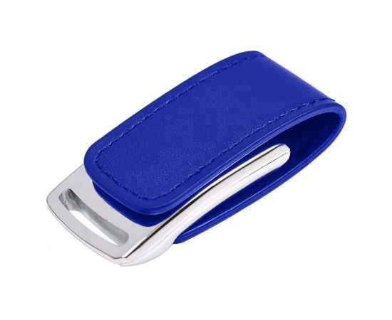USB flash-карта 'Lerix' (8Гб), темно-синий, 6х2,5х1,3см, металл, искусственная кожа, Цвет: синий, серебристый