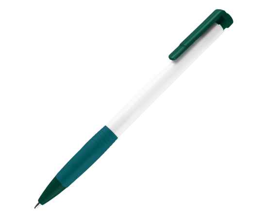N13, ручка шариковая с грипом, пластик, белый, темно-зеленый, Цвет: белый, зеленый