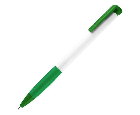 N13, ручка шариковая с грипом, пластик, белый, зеленый, Цвет: белый, зеленое яблоко