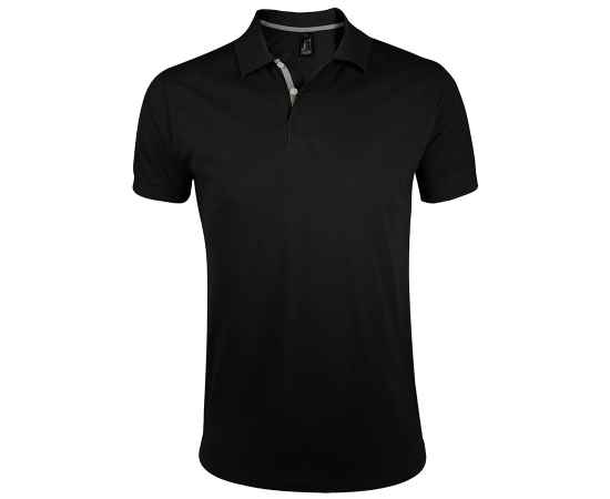 Рубашка поло мужская  'Portland Men' черный, серый_S, 100% х/б, 200г/м2 HG_700574.312/S, Цвет: черный, серый, Размер: XL