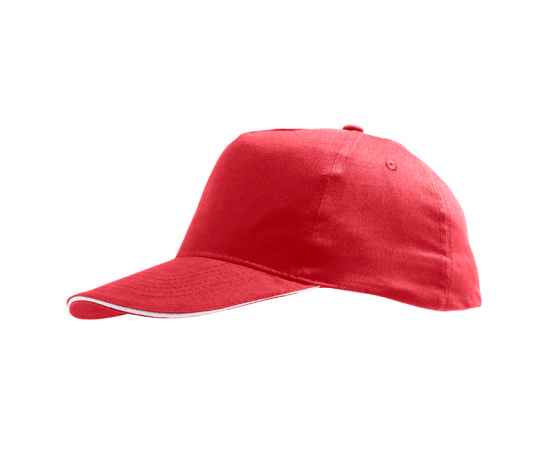 Бейсболка 'SUNNY', 5 клиньев, застежка на липучке, красный с белым, 100% хлопок, плотность 180 г/м2, Цвет: красный, белый