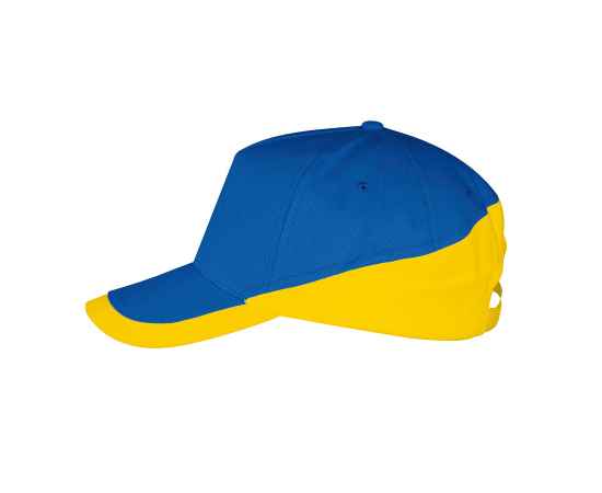 Бейсболка 'BOOSTER', 5 клиньев, металлическая застежка, ярко-синий/желтый, 100% хлопок, 260г/м2, Цвет: ярко-синий, желтый