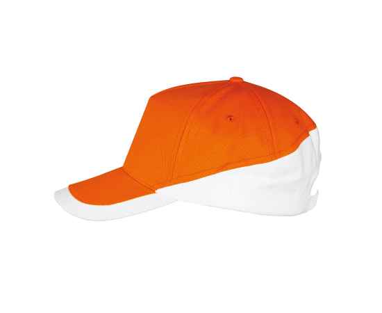 Бейсболка 'BOOSTER', 5 клиньев, металлическая застежка, оранжевый/белый, 100% хлопок, 260г/м2, Цвет: оранжевый, белый
