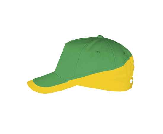 Бейсболка 'BOOSTER', 5 клиньев, металлическая застежка, зеленый/желтый, 100% хлопок, 260г/м2, Цвет: желтый, зеленый