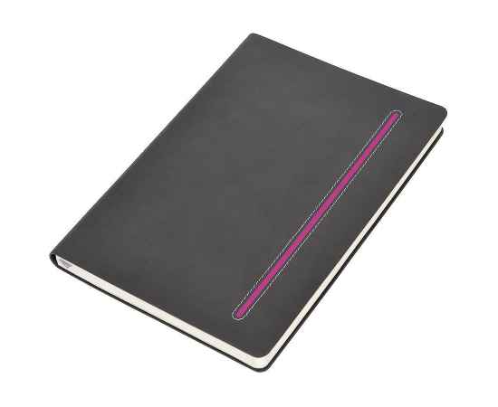 Бизнес-блокнот А5  'Elegance', серый  с розовой вставкой, мягкая обложка,  в клетку, Цвет: розовый