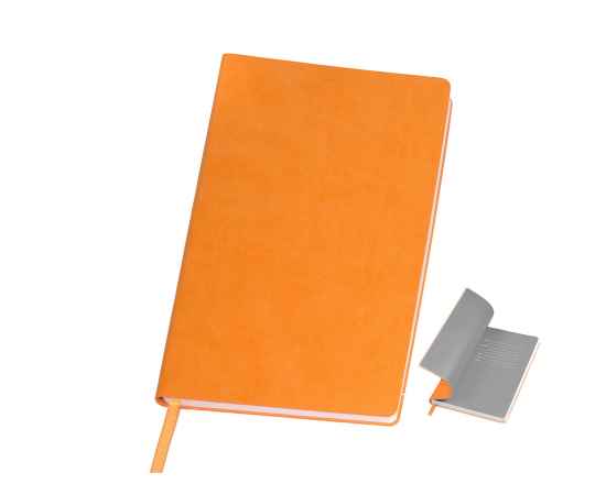 Бизнес-блокнот 'Funky', 130*210 мм, оранжевый, серый форзац, мягкая обложка, в линейку, Цвет: оранжевый, серый