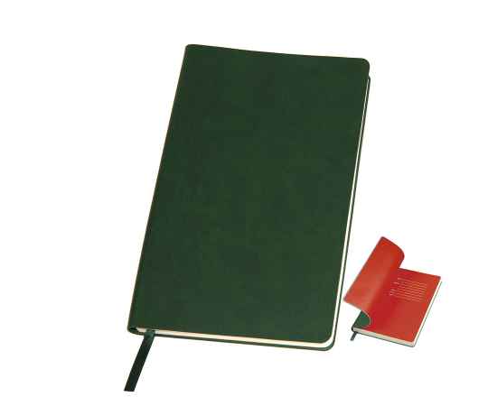 Бизнес-блокнот 'Funky', 130*210 мм, зеленый, красный форзац, мягкая обложка, в линейку, Цвет: зеленый, красный