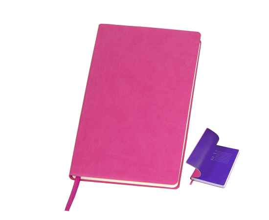Бизнес-блокнот 'Funky', 130*210 мм, розовый, фиолетовый  форзац, мягкая обложка,  в линейку, Цвет: розовый, фиолетовый