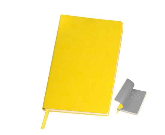 Бизнес-блокнот 'Funky', 130*210 мм, желтый,  серый форзац, мягкая обложка,  блок в линейку, Цвет: желтый, серый