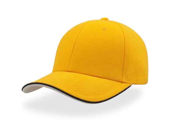 Бейсболка 'PIPING SANDWICH', 6 клиньев,  металлическая застежка,  желтый, 100% хлопок, 320 г/м2, Цвет: желтый