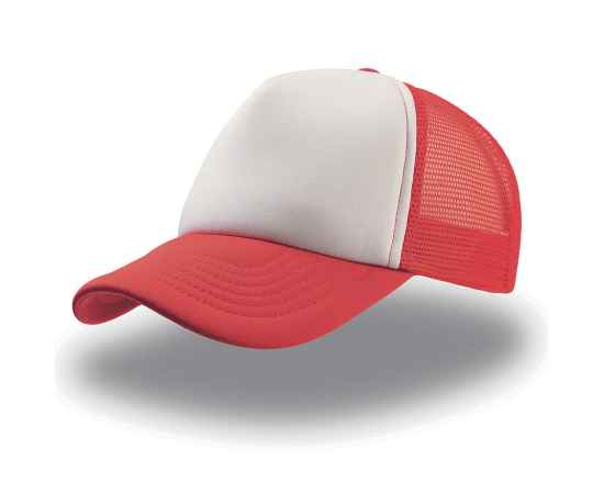 Бейсболка 'RAPPER', 5 клиньев, пластиковая застежка,красный с белым,100% полиэстер,плотность 80 г/м2, Цвет: белый, красный