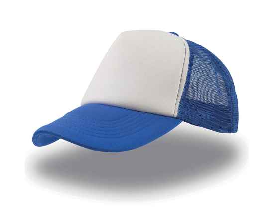 Бейсболка 'RAPPER', 5 клиньев, пластиковая застежка, синий с белым, 100% п/э, плотность 80 г/м2, Цвет: белый, синий
