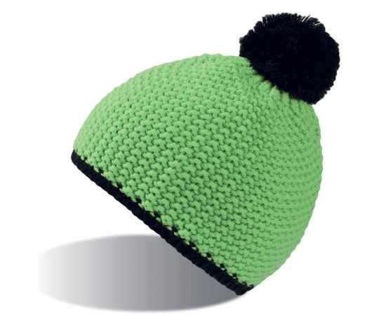 Шапка 'PEAK',  зеленый неон/черный, верх: 100% акрил, подкладка: 100% полиэстер, Цвет: неоновый зеленый