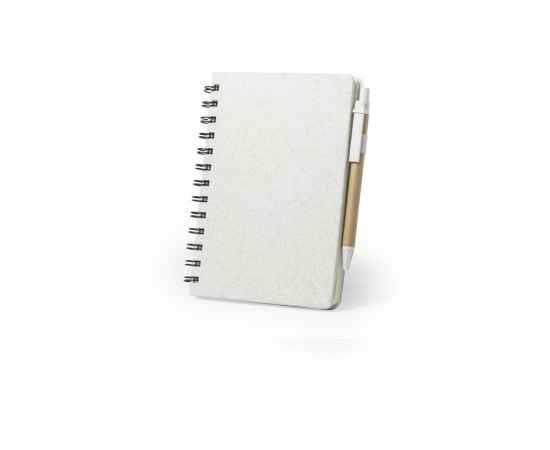 Набор GLICUN: блокнот B6 и ручка, рециклированный картон/пластик с пшеничным волокном, бежевый, Цвет: бежевый