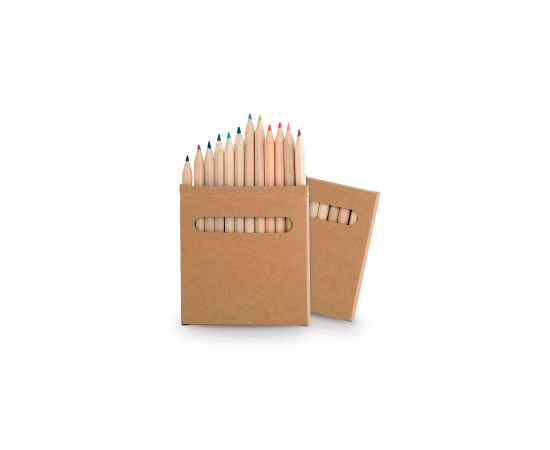 Набор цветных карандашей BOYS (12шт), 9х8,5х0,8 см, дерево, картон, Цвет: коричневый
