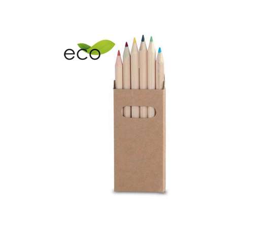 Набор цветных карандашей GIRLS (6шт.), 4,5 x 9 x 0,8 см, дерево, картон, Цвет: бежевый