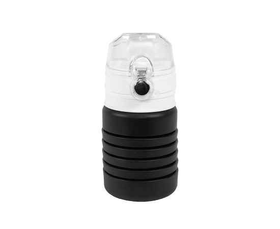 Бутылка для воды складная с карабином SPRING, черная, 550/250 мл, силикон, Цвет: Чёрный