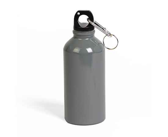 Бутылка для воды 'Mento-1', алюминиевая, с карабином, 400 мл., серый, Цвет: серый