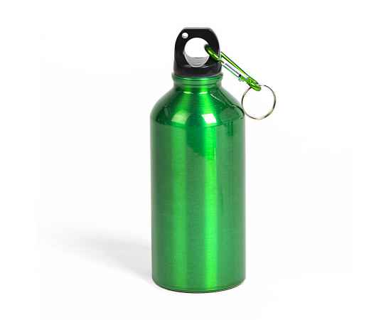 Бутылка для воды 'Mento-1', алюминиевая, с карабином, 400 мл., зеленый, Цвет: зеленый