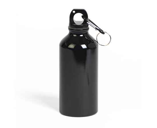 Бутылка для воды 'Mento-1', алюминиевая, с карабином, 400 мл., черный, Цвет: Чёрный