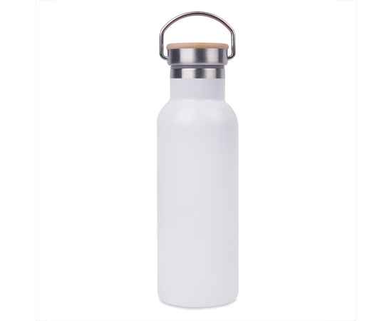 Бутылка для воды DISTILLER, 500мл. белый, нержавеющая сталь, бамбук, Цвет: белый