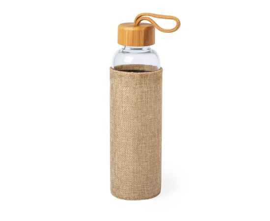 Бутылка для воды KASFOL, стекло, бамбук, 500 мл, Цвет: бежевый
