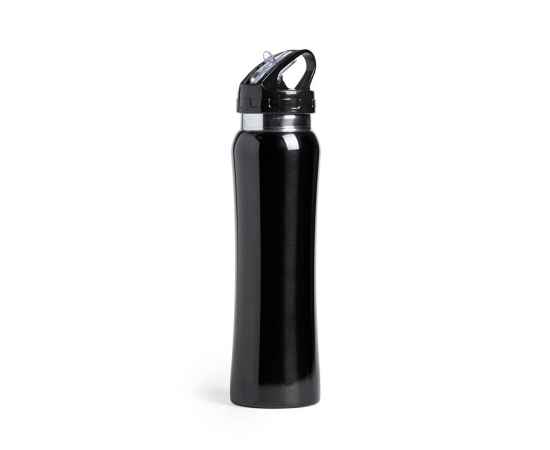 Бутылка для воды SMALY с трубочкой, черный, 800 мл, нержавеющая сталь, Цвет: Чёрный