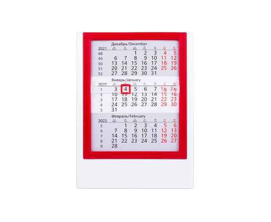 Календарь настольный на 2 года, белый с красным, 12,5х16 см, пластик, шелкография, тампопечать, Цвет: красный, белый