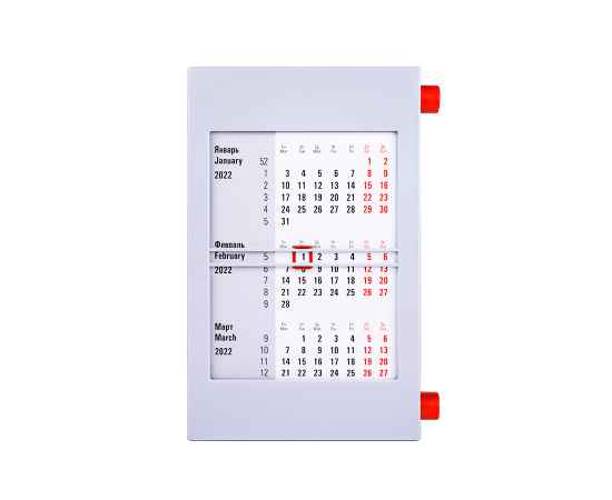 Календарь настольный на 2 года, серый с красным, 18х11 см, пластик, шелкография, тампопечать, Цвет: красный, серый